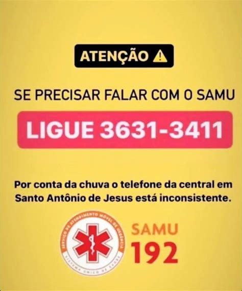 Atendimento Do SAMU Pelo 192 Fica Fora Do Ar Nesta Quinta Feira Em