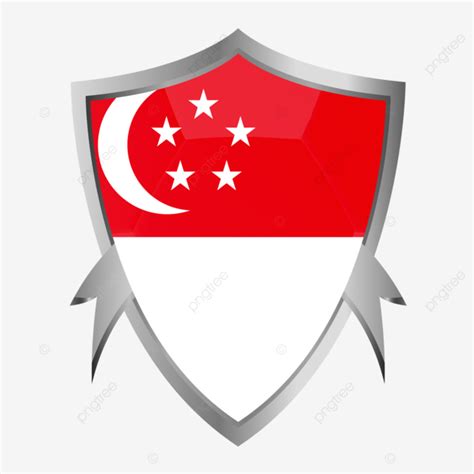 Bandera De Singapur En Escudo Plateado Png Singapur Bandera Ondear