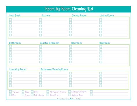 blank room by room cleaning checklist - Scattered Squirrel