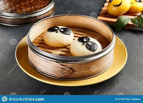 Closed Bao Bun With Sweet Cream Inside Delicious Chinese Steamed Sweet