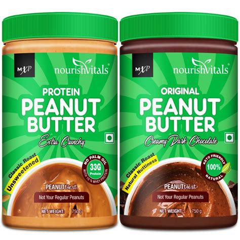 NourishVitals High Protein Peanut Butter Extra Crunchy Creamy Dark