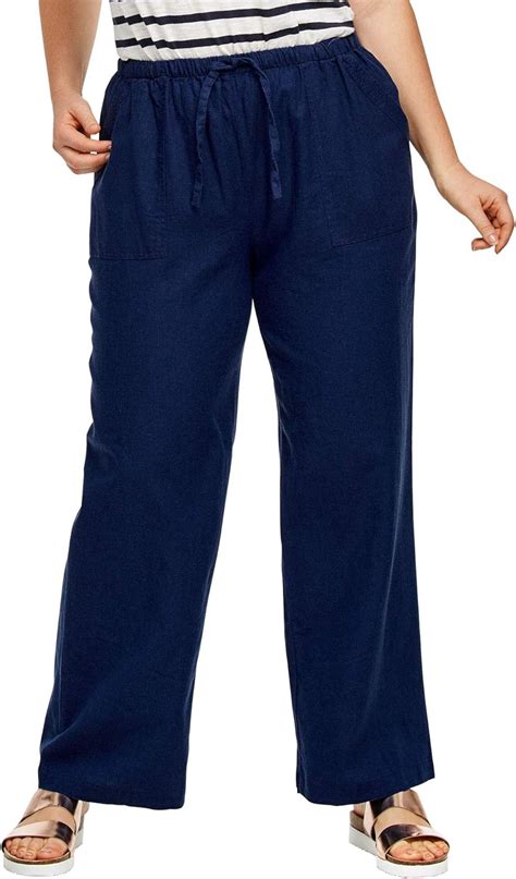 Ellos Womens Plus Size Linen Blend Drawstring Pants At Amazon Womens