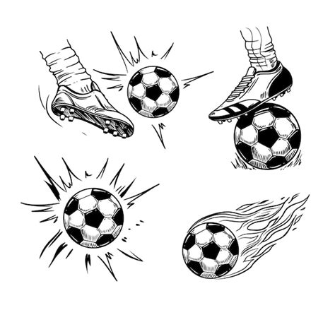 Kicking a ball Fußball Ball Sport Vektor Illustration monochrome