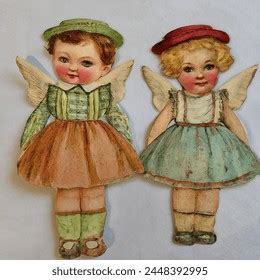 3 Vintage Whimsical Paper Doll Children AI-generated image 2448392995 | Shutterstock