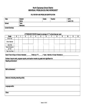 Fillable Online Nclack K12 Or INDIVIDUAL PROBLEM SOLVING WORKSHEET Fax