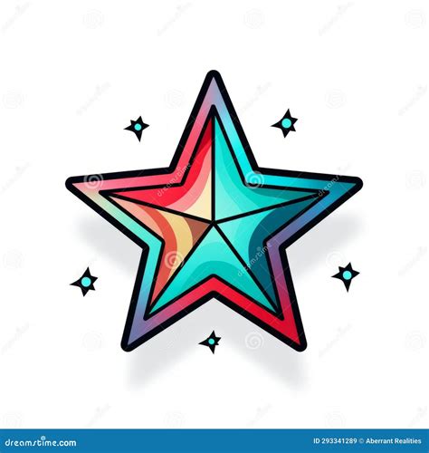 A Colorful Star Tattoo Design on a White Background Stock Illustration ...