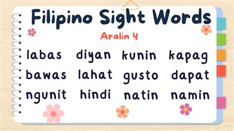 Basic Sight Words In Filipino