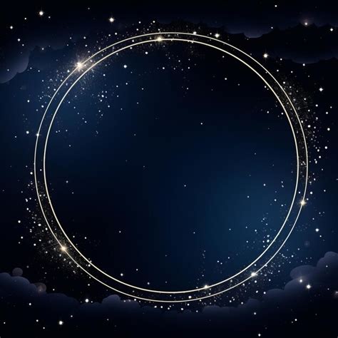 Premium Ai Image A Round Frame With Stars And Clouds On A Dark Background