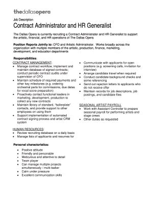 Fillable Online Contract Administrator And HR Generalist Fax Email