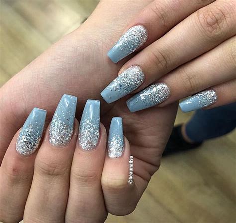 Get The Perfect Party Look With Blue Glitter Acrylic Nails Add Some