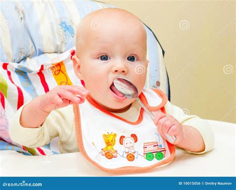 Infant With Spoon Stock Photo Image Of Look Toddler 10015056