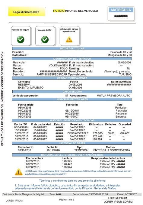 Solicitar informe vehículo DGT Informe DGT