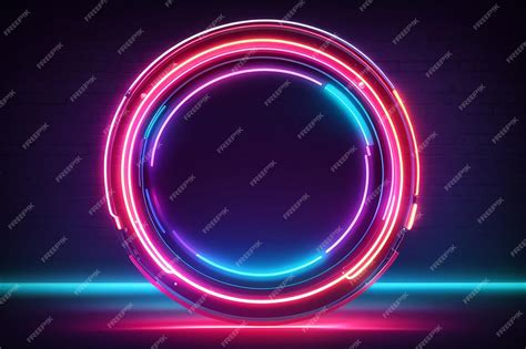 Premium Photo Glowing Round Frame Neon Light Vector Illustration