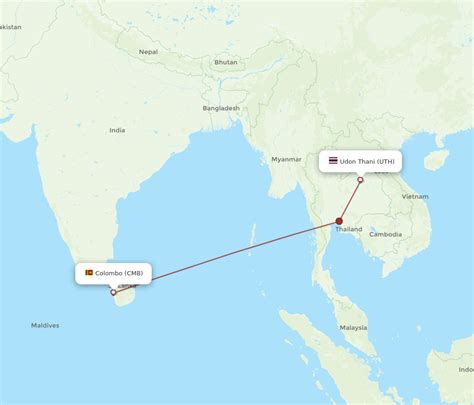 All Flight Routes From Colombo To Udon Thani Cmb To Uth Flight Routes