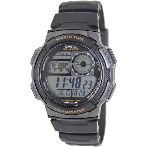 Casio Men S World Time Digital Sport Watch Black Ae W Av Walmart