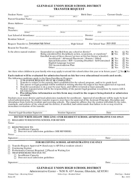 Fillable Online Sunnyslope Guhsdaz Transcript Information GUHSD Fax