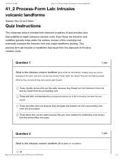 Quiz 41 2 Process-Form Lab Intrusive volcanic landforms.pdf - 11/22/22 ...