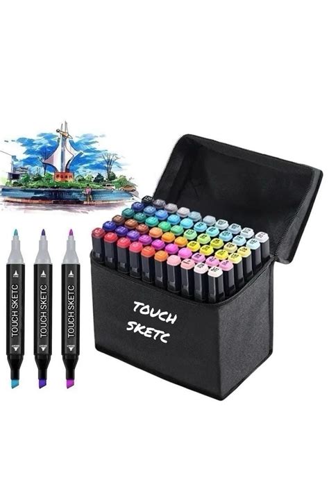 TOUCH SKETC 60 Li Cift Tarafli Art Marker Kalem Seti Çanta Stand Ile