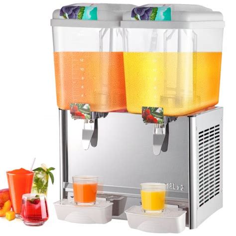 VEVOR Cold Beverage Dispenser, 18LX2 Tanks, 300W Commercial Drink ...