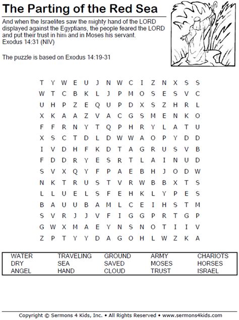 Parting the Red Sea Word Search | Sermons4Kids