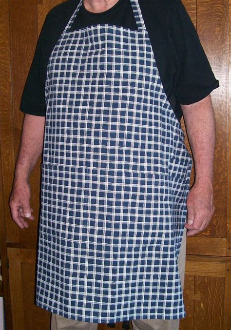 Man Apron Navy Check Big And Tall Bbq Apron Etsy Aprons For Men