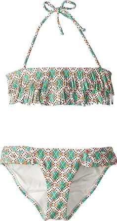 Amazon Ondademar Big Girls Ambrosia Fringed Bandeau Bikini Multi