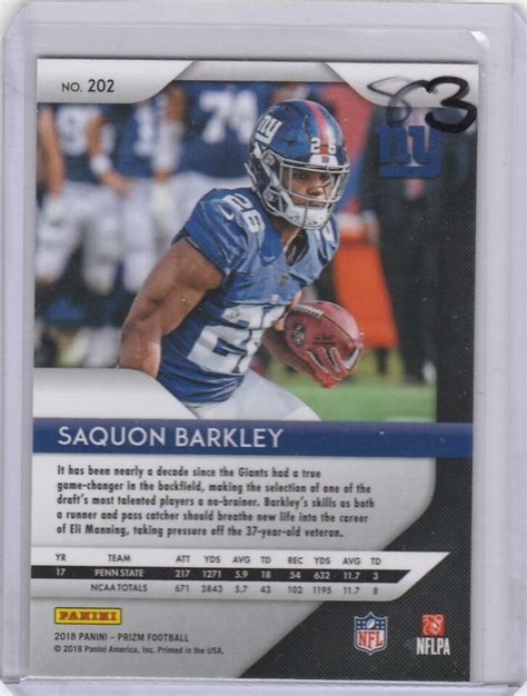 Saquon Barkley Panini Prizm Rookie Card Rc Giants Eagles Nice