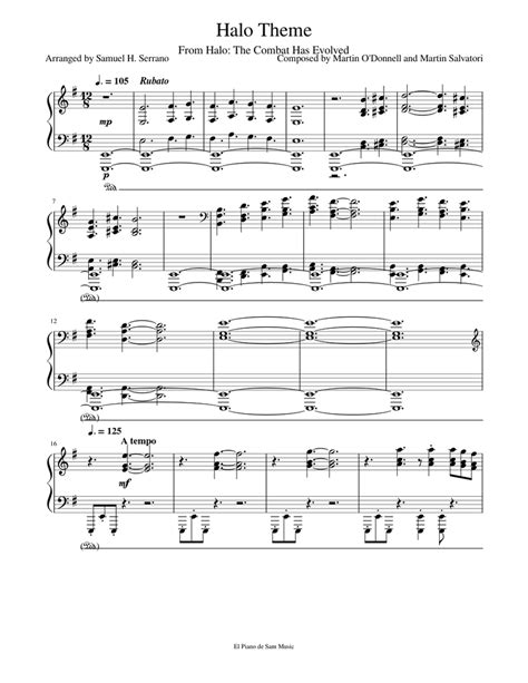 Halo Main Theme Piano Sheet music for Piano (Solo) | Musescore.com