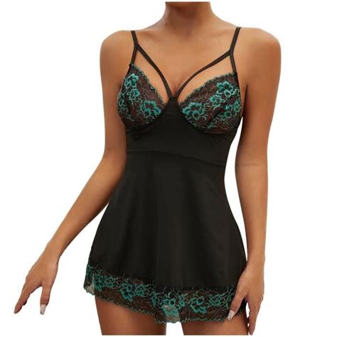 Femmes Sexy dentelle épissage Lingerie vêtements de nuit fronde robe