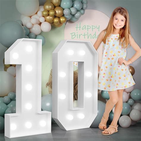 Amazon Marquee Numbers Large 10th Birthday Decorations 3ft Light