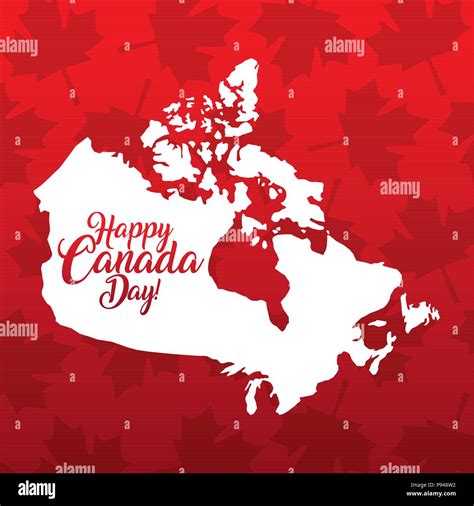 Happy Canada Day Card Leave Maple Background Grunge Map Celebration