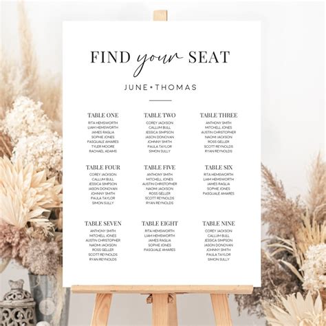 Innocent Wedding Seating Chart