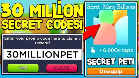 Secret Million Secret Pet Codes In Tapping Simulator Roblox Youtube