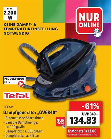 Tefal Dampfgenerator GV6840 Angebot Bei Lidl 1Prospekte De