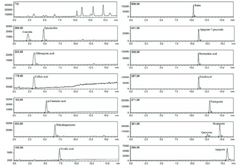 Lc Ms Chromatograms Of Standards For The 15 Phenolic Compounds Obtained Download Scientific