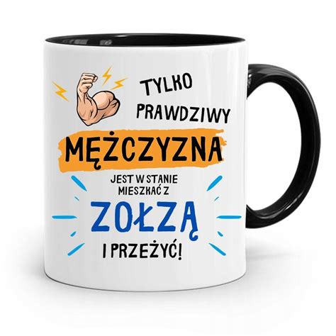 Kubek Czarny Mieszny Zabawny Prawdziwy M Czyzna Z Nadrukiem Ze