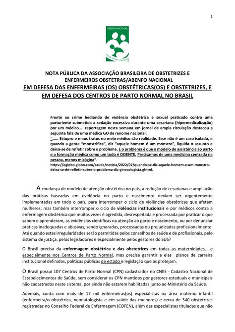 Em DEFESA dos Centros de Parto Normal e das Enfermeiras Obstétricas e