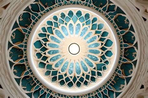 Premium AI Image | Top view of a mosque's dome with intricate Islamic ...