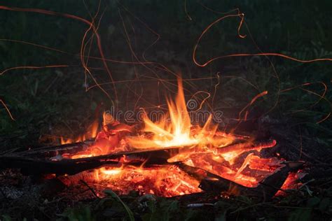 Flying Sparks From A Campfire Stock Image Image Of Fiery Fire 245170603