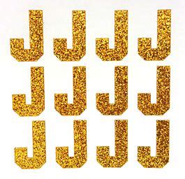 1.5" Old Gold Glitter Letter J