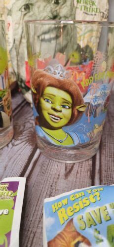 Mcdonalds Dreamworks Shrek The Third Glass Collector S Cup Set Of