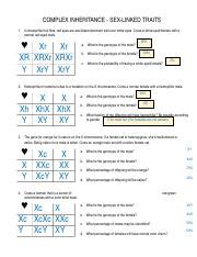 Complex Inheritance Sex Linked Traits Docx Complex Inheritance Sex Linked Traits In