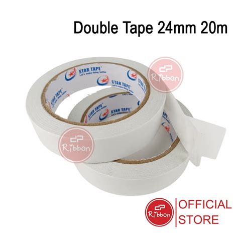 Jual Double Tape 24mm 20m Isolasi Bolak Balik Star Tape Selotip Murah