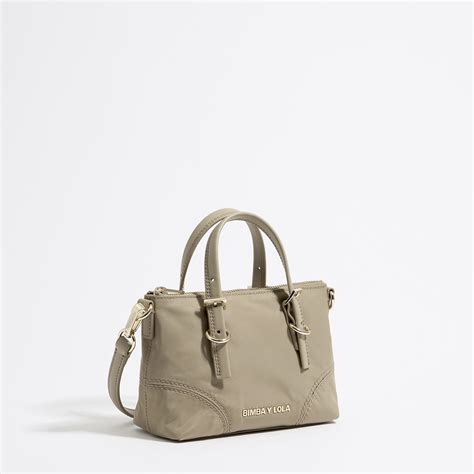 Bimba Y Lola Mini Light Khaki Nylon Shopper Bag Rather Saucy