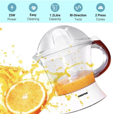 Geepas Electric Citrus Squeezer Juicer Machine Juice Press Lemon