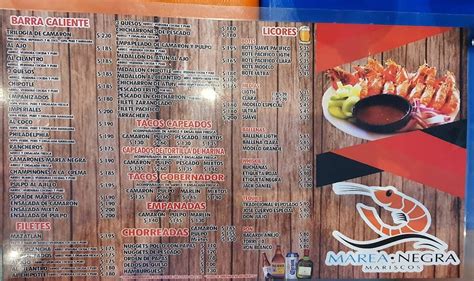 Carta Del Restaurante Mariscos Marea Negra Real Pacifico Mazatl N