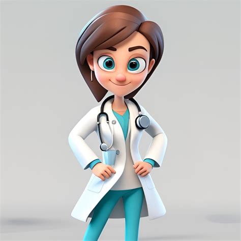 3d Cartoon Character Of A Female Doctor Premium Ai Generated Image