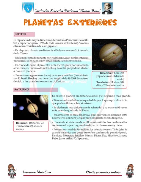 Características de los Planetas Exteriores