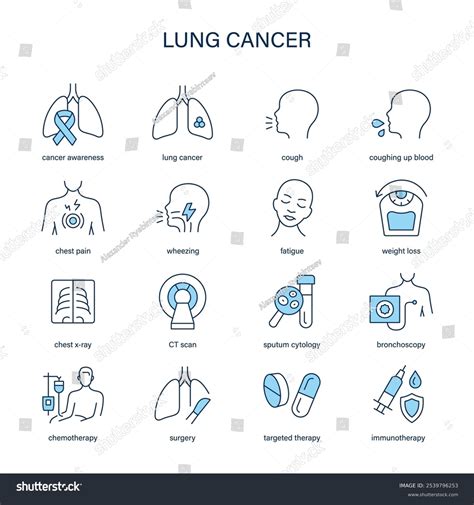 Lung Cancer Symptoms Diagnostic Treatment Vector Stock Vector (Royalty