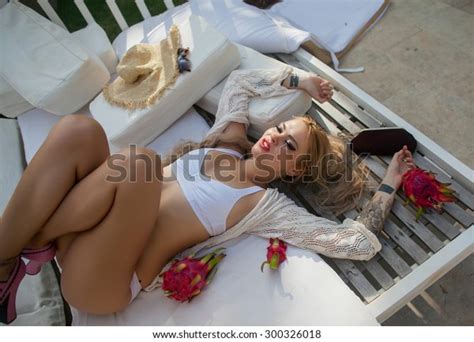 Woman Sunbathing Bikini Tropical Resort Beautiful Stock Photo 300326018 Shutterstock